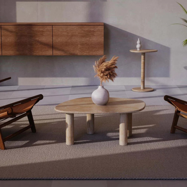Imfusing Table Design Harmony: Infusing Style with a Travertine Coffee Table and Side ...